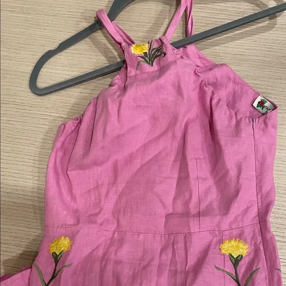 Fanm Mon, Pink Floral Embroidered Maxi Dress, Size S - Picture 5 of 9